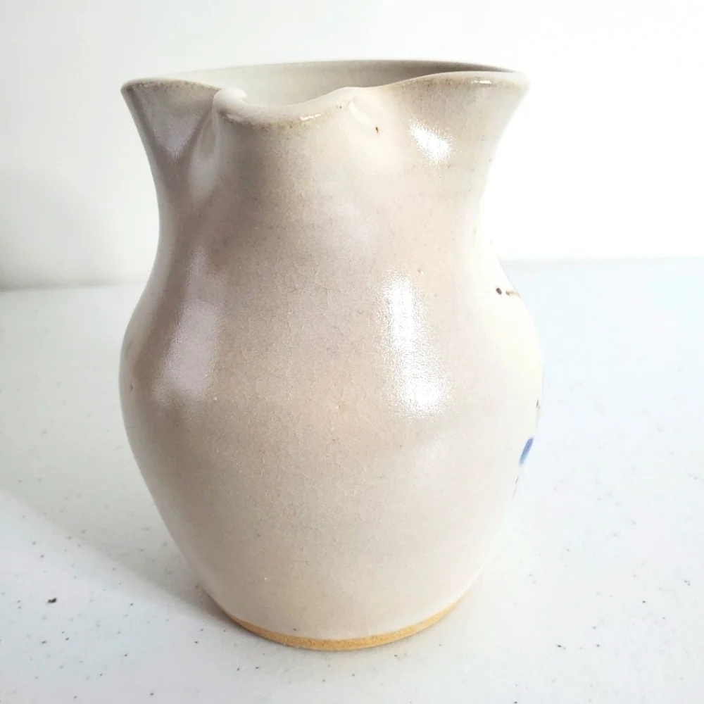 Vintage Dover Pottery Pitcher Artist Signed DBG 1984 Floral Butterfly Vase‎